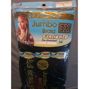 Bobbi Boss Jumbo Braid 3X FeatherTip Pre-Stretched 54" Kanekalon – Color 1